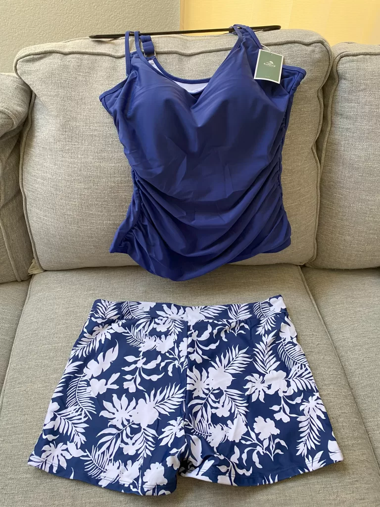 Blue and white tankini from Amazon