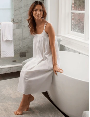 Lavendar Fields comfortable white elegant nightgown to wear around the house