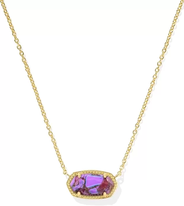 Violet Pendant necklace with Gold chain 