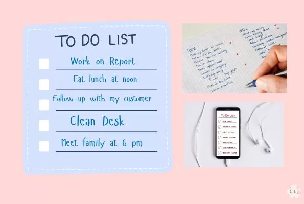To do lists shown on paper and digitally demonstrating planning ahead