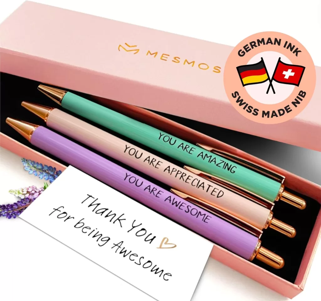 mulitcolored pens with appreciation sentiments