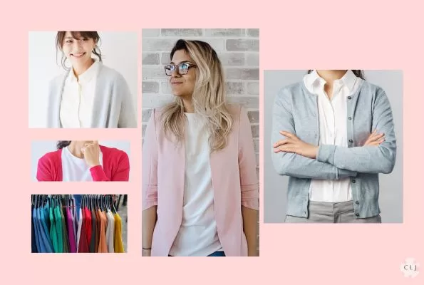 colorful cardigans with white shirts