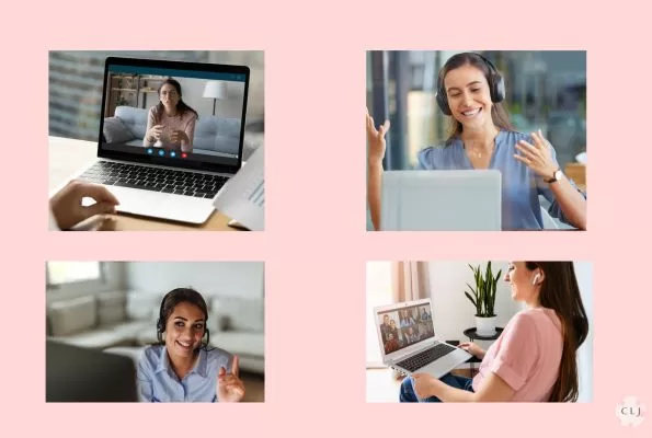light colored blouses and shirts of different styles being worn by women who work from home on a zoom meeting