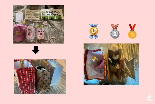 Pickleball Gift set sorted into 3 bags