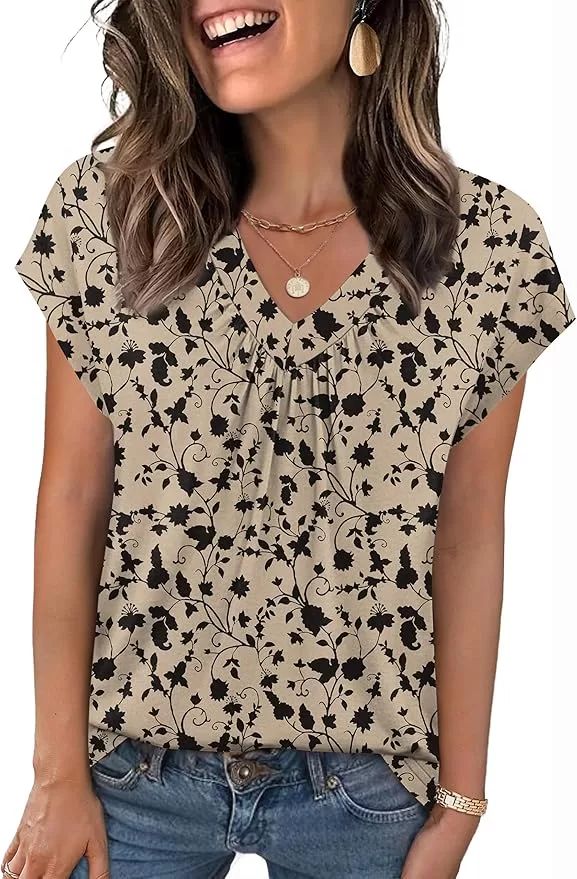 Short sleeve printed blouse
