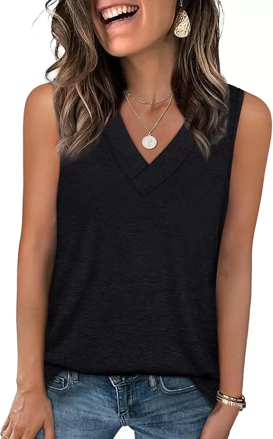 Black shell V neck
