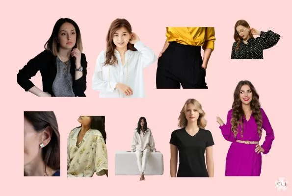 pictures of women wearing 10 items for working from home - cardigan, black lounge pants, a dress, v neck t shirt, loungewear, floral blouse, printed blouse, simple jewelry,