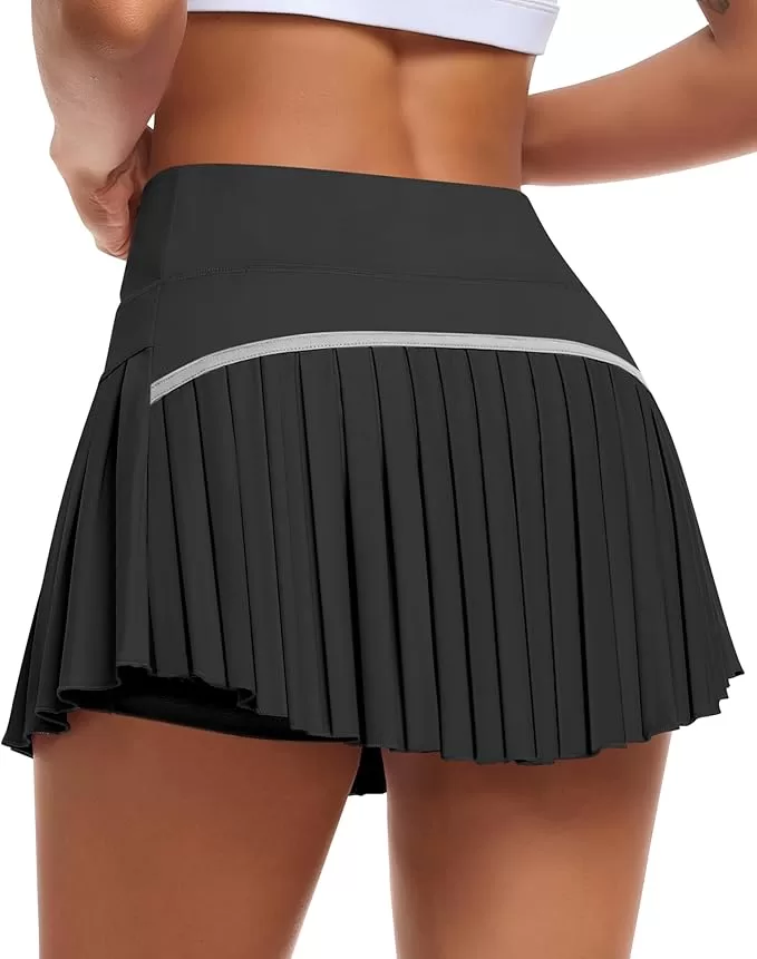 black pleated skirt