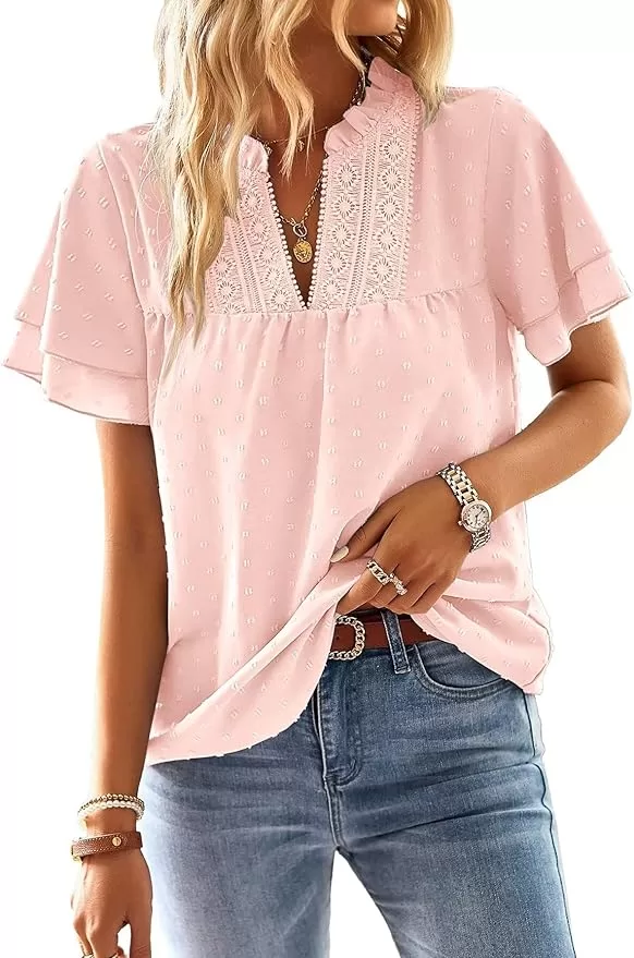 A V-Neck top in a light spring color